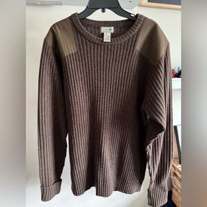 L.L. Bean Men's 2XL Brown Ribbed Crewneck Sweater in wool